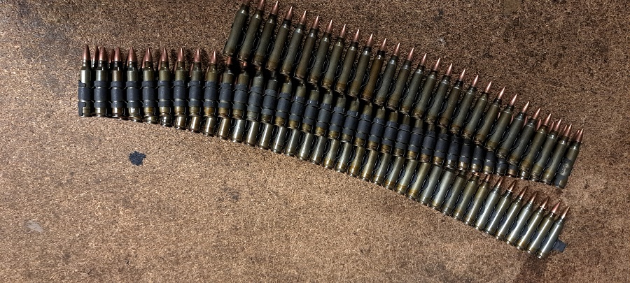 5.56 Minimi inert belt x 100 rounds (lacquered cases)